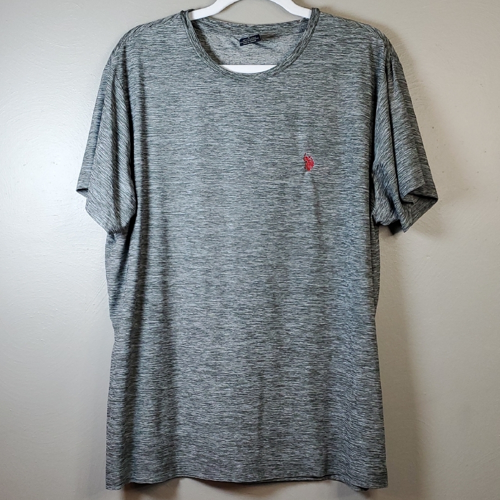 U.S. Polo Assn. Heather Gray T-Shirt with Red Emblem. Large